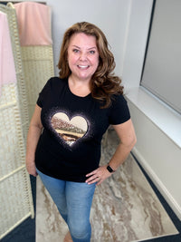 Ola ombré sequin and diamanté heart t shirt