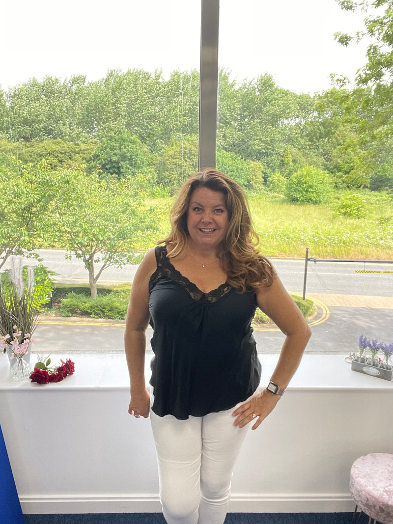 Lacey silky sleeveless top