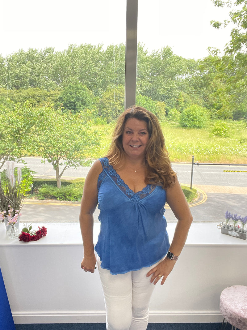 Lacey silky sleeveless top