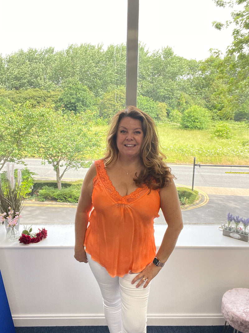 Lacey silky sleeveless top