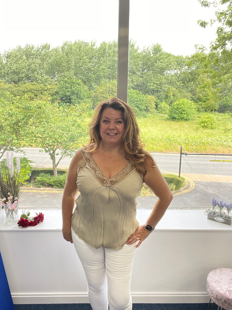 Lacey silky sleeveless top