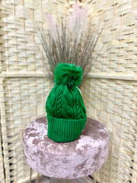 Pom Pom cable knit hat