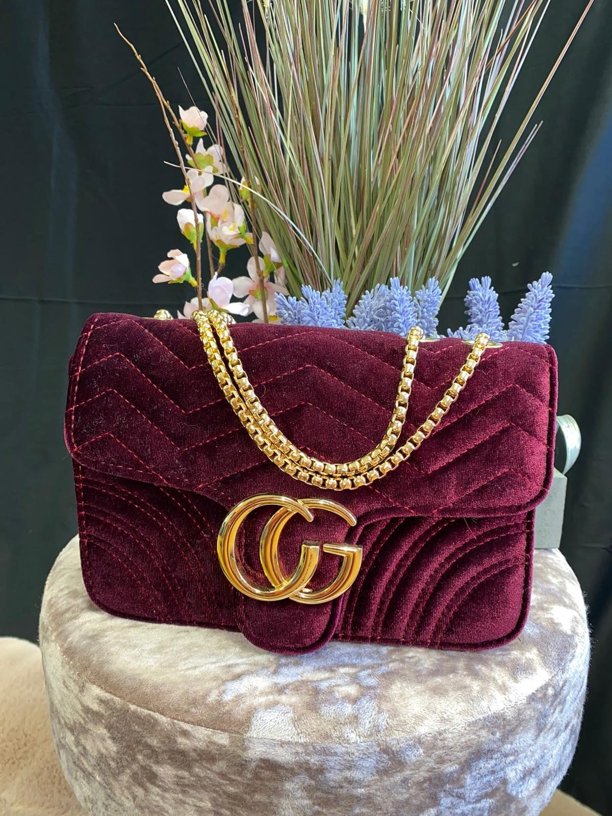 Gianni Velvet Shoulder Bag